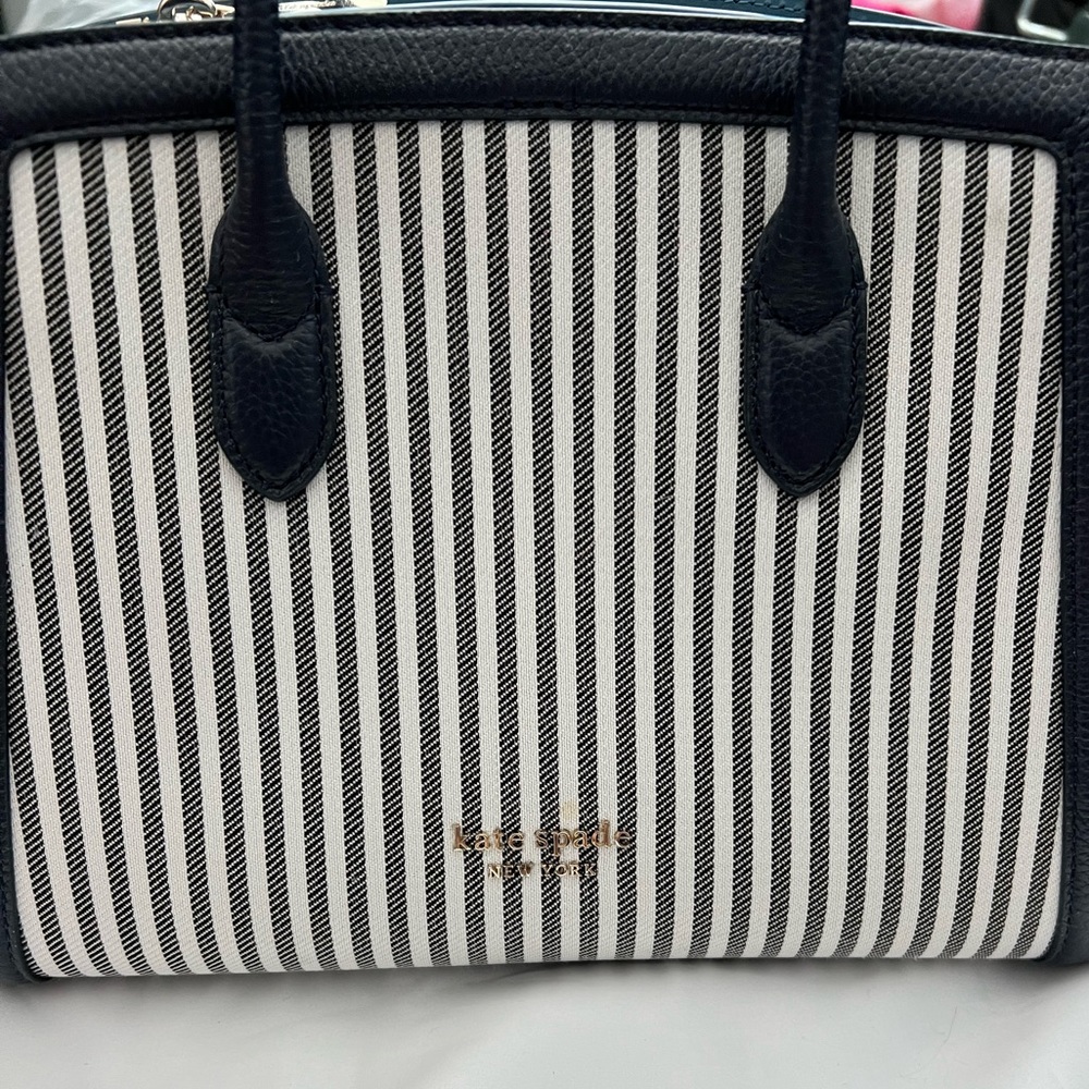 Kate Spade Knott Medium Satchel in Navy with Navy/White Stripes